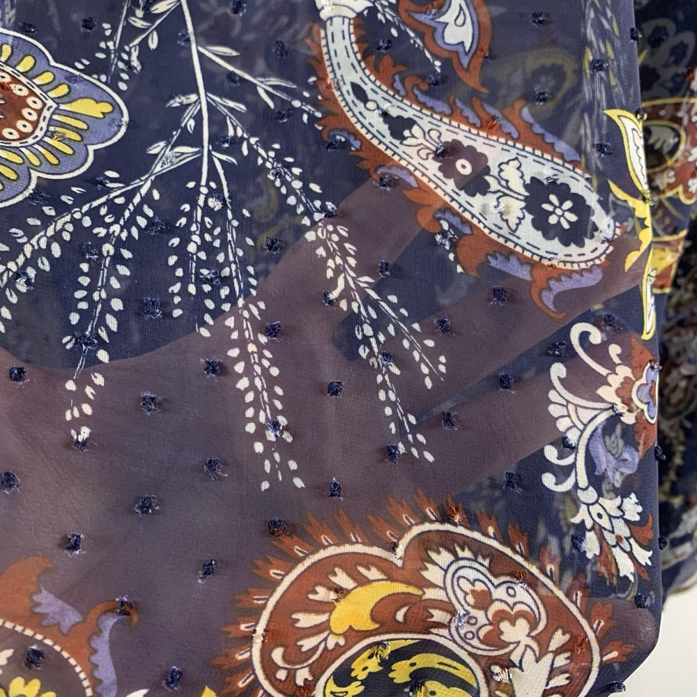 Womens Sheer Paisley Boho Bell Sleeve Top Size 1X Crochet Flowy Artsy Layer - Picture 4 of 12